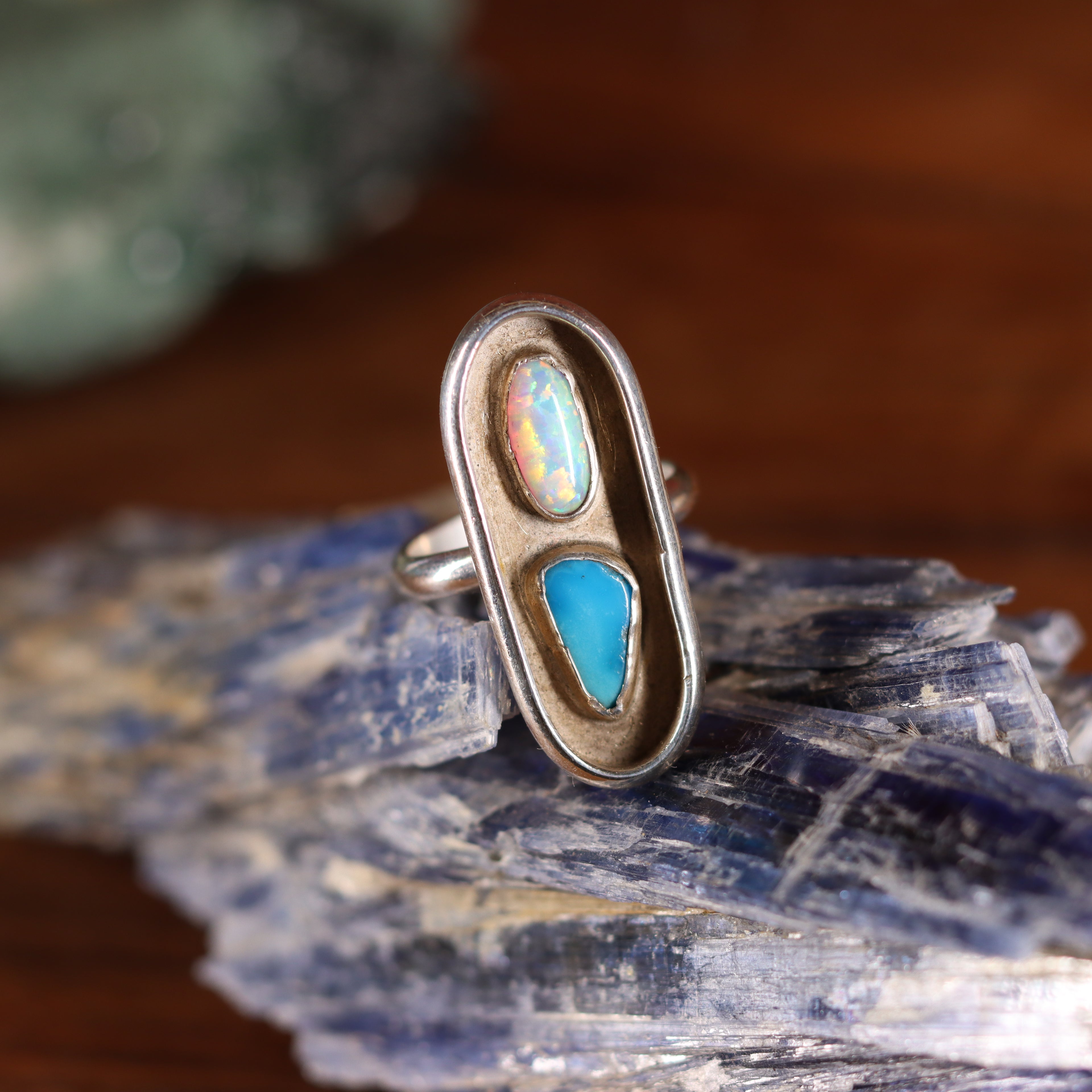 Opal and Turquoise Shadowbox Ring