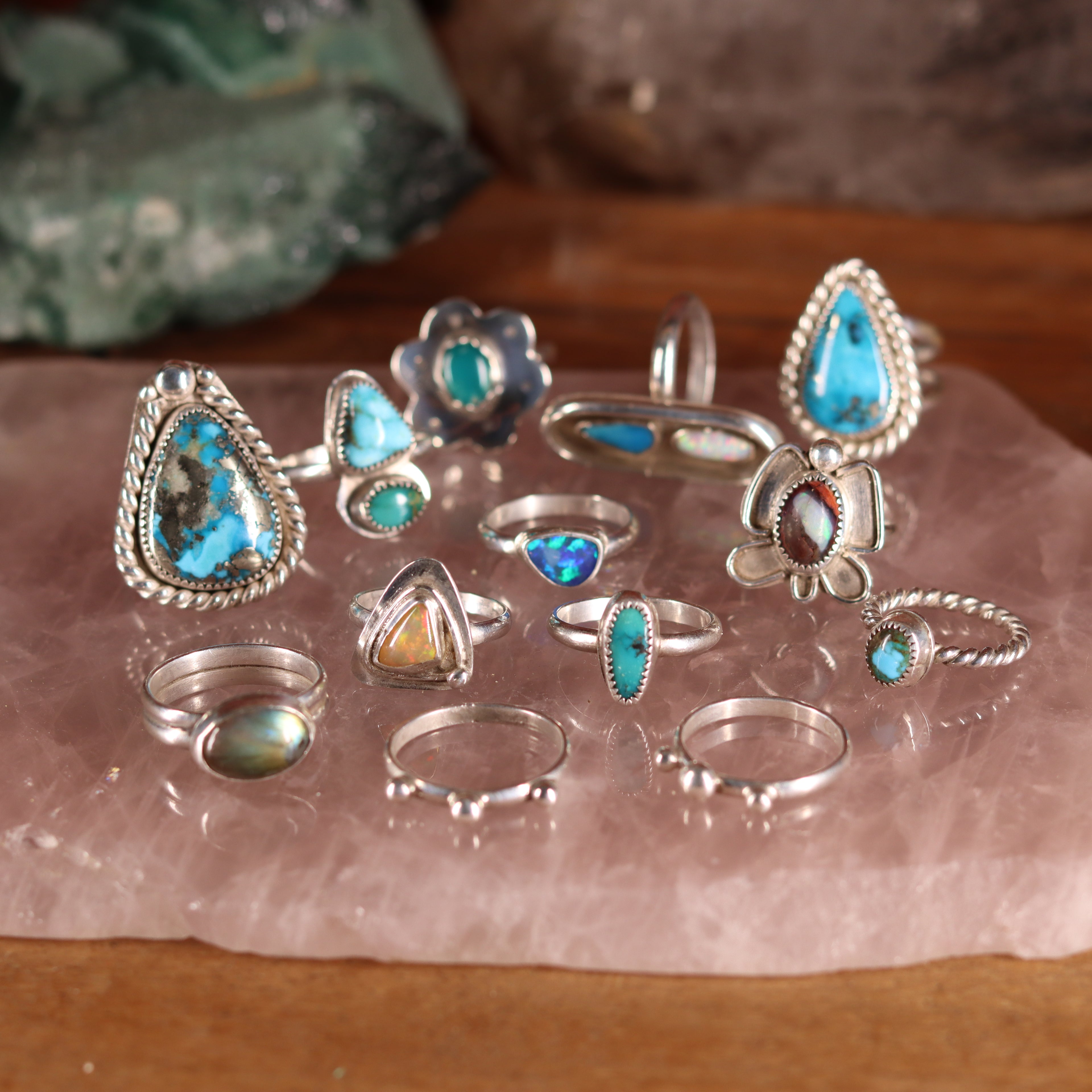 Opal and Turquoise Shadowbox Ring